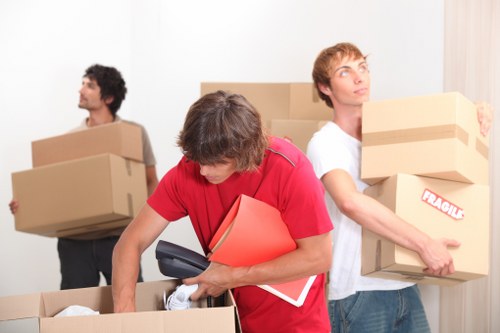 Preparing items for storage with labels and packing materials