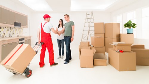 Movers handling furniture and transport arrangements