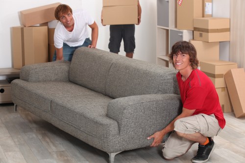 Boxes and furniture ready for a Sutton flat relocation