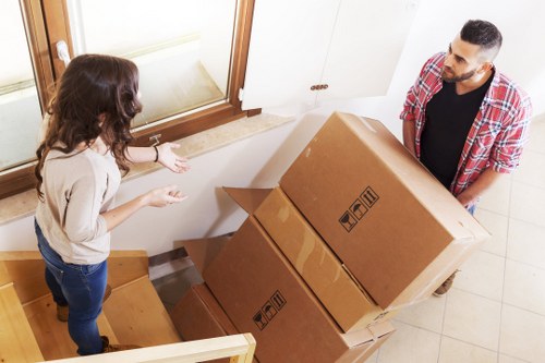 Packed boxes and household items ready for same day removals