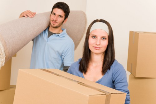 Office removals equipment and furniture prepared for relocation in Sutton
