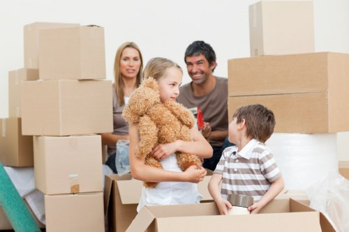 Moving boxes, protective wrapping, and household items during a Sutton removal